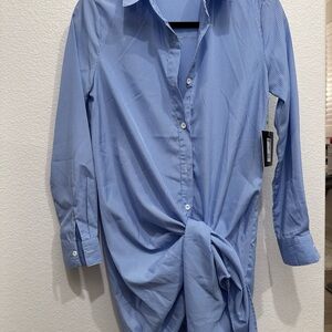 Elegant Blue Striped Midi Dress